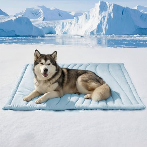 BECEMURU Kühlmatte für Hunde, 152,4 x 101,6 cm, wendbar, für Kiste, Zwinger, Bett, Sofa, maschinenwaschbar, langlebig, Nicht Gel, hält Ihr Haustier kühl und bequem