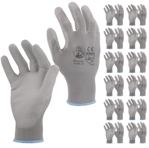 STI Guanti da lavoro Spalmati in PU poliuretano Grigio 10 XL (Pacco da 12pz)