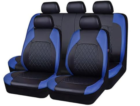 YUEDAM Auto Leder Sitzbezüge für Suzuki Samurai SWB, Leder Vorne Hinten Schonbezüge Wasserdicht Atmungsaktiv Rutschfester Sitzschoner Set Auto Zubehör,B/Blue