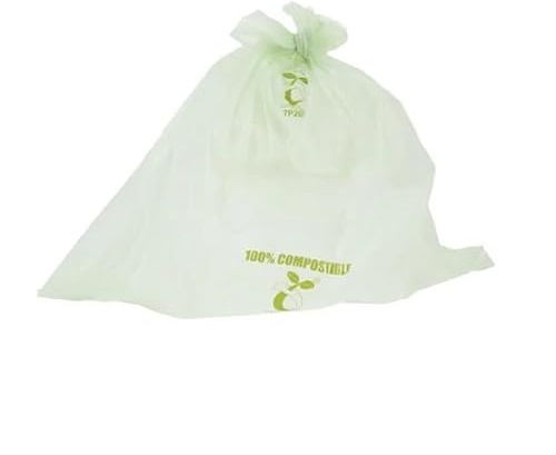 Jantex Green Compostable Bin Liners, 10 Litre Capacity, Roll of 24, 10 Ltr | Eco-friendly plant-based material offers a sustainable commercial waste disposal solution for eco-conscious venues.