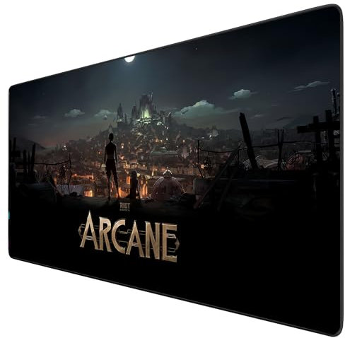 League of Legends Arcane XXL-Mauspad, multifunktional, Gaming, Anime, Mousepad, Gaming-Tastatur, wasserdicht und 3 mm, Basis aus rutschfestem Gummi, strukturierte Oberfläche (80 x 30 cm)