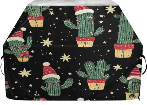 JUMBEAR Funda para barbacoa de Navidad con sombrero rojo de cactus, funda para parrilla de barbacoa compatible con Weber, Brinkmann, Char-Broil, fundas grandes para barbacoa, resistentes a los rayos