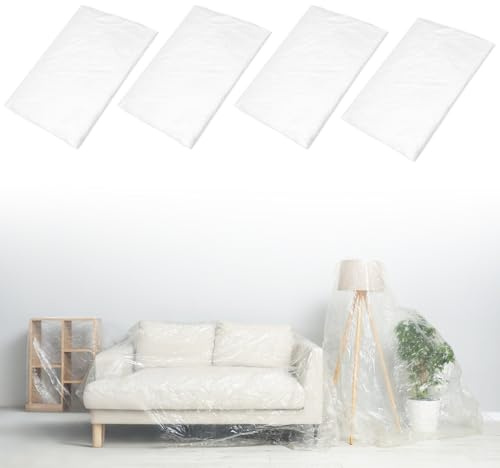 APOMOONS 4 Stück Abdeckfolie Maler, 4×5m Starke Malerfolie, abdeckfolie Maler Abdeckfolie Malerplane Transparente Baufolie Abdeckplane für Malerarbeiten Renovierung Gartenmöbel