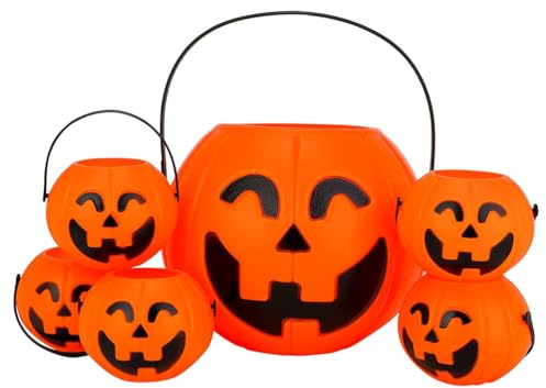 BESTOYARD 6 Stück Halloween Süßigkeiten Eimer mit Griff Kürbis Design Behälter Dekoration für Halloween für Partys