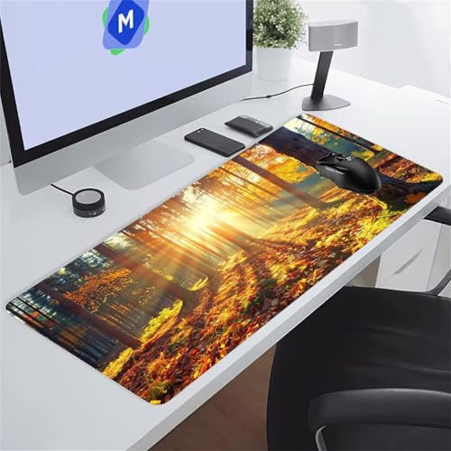 Tapis de Souris Gaming Jungle d'automne XXL Mouse Pad, Grand Tapis Bureau avec Base Anti-Dérapage, Extended Long Clavier Pad Large Mousepad pour PC Gamer et Le Bureau 800x300x2 mm