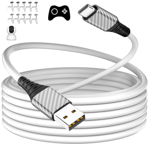 AIAUXAI USB C Cable 6M,Extra Long USBA to USB C Power Extension Cable White | USB C Charger Cable Compatible with Xiaomi/Eufy Cam/Blink Mini Outside Security Cameras for Galaxy/AndroidPhone/Power Station