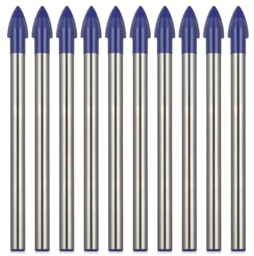 Tile Drill Bit Set, Glass & 10 Pieces 6mm Tile Drill Bits Tungsten Carbide Drilling Tool Carbide Drills Bits for Glass, Tiles, Ceramic, Porcelain, Concrete