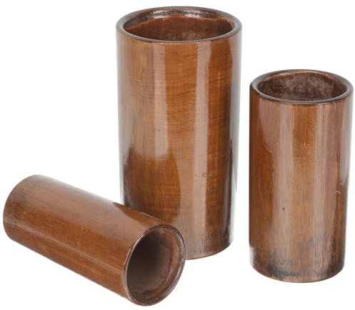 VILLCASE Outil à Ventouses Thérapeutiques en Bambou Rond Forte Adsorption Bavures, Gobelets en Bambou Compacts pour Massage et Thérapie à Domicile