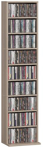HOMCOM Rangements pour CD et DVD 260 CD/120 DVD 33 x 24 x 140 cm Naturel