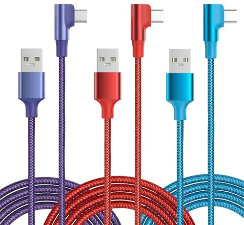 Liravonte 3PCS Right Angle USB C Cable, 90 Degree Type C Charger Cable Set