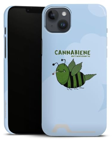 Hülle mit Kartenfach kompatibel mit Apple iPhone 14 Plus Premium Card Case Handyhülle für Karten grün Cannabis Weed