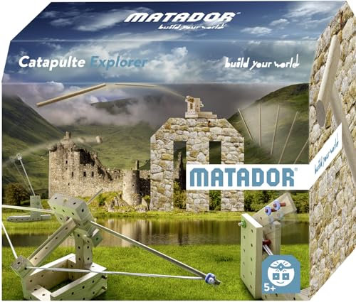 Matador 11514 Explorer Katapult Produktion in Österreich, PEFC-zertifiziertes Holz Konstruktionsbaukasten, holzfarben, bunt