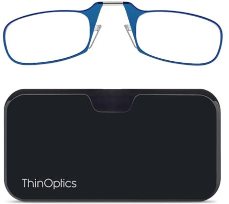 ThinOptics Reading Glasses 2.0 Blue Frames and Universal Compact Case with Foldable 2 Reading Glasses, 0.06 kg