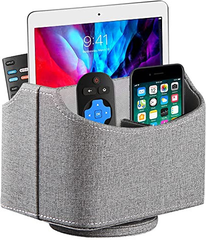Fernbedienungshalter aus Leder, um 360 Grad drehbar, für Schreibtisch, TV-Fernbedienung, Nachttisch, Organizer für Controller, Medien, Post, Taschenrechner, Handy und Stifte