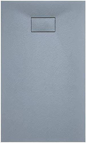 Piatto Doccia Spessore 2.6 Cm In Resina Con Griglia Di Copertura Effetto Pietra Ardesia Stone Riducibile Filopavimento Indistruttibile Antiscivolo Arredo Bagno Colore Grigio (70x170 cm)