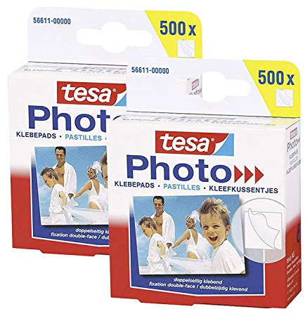 tesa® Photo Klebepads, beidseitig klebend zur Erstellung eines Fotobuches, Big Pack mit 500 Stück (2 Packung)
