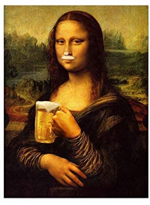 DPZAFL Leinwand Bilder Mona Lisa Bier Trinken Poster Vintage BerüHmte Menschen Leinwand GemäLde Mona Lisa Dekor Wand Bilder Mona Lisa Bier Poster 40x60cm x1 Rahmenlos
