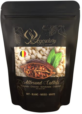 Legendary CALLETS WEIß neue Rezeptur 1 Kg - Original belgische Schoko Drops, für Schokoladen-Fondue und Schoko-Brunnen, Ganache, Glasur, zum Trinken usw.