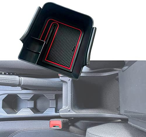Z.MYUKI】Polo AW BZ GTI Mittelkonsole Ablagefach Zubehör Original Innenraum Armlehne Mittelarmlehne Organizer für VW Polo 2018-2023 2024 (Rot)