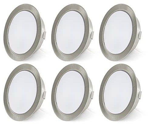 URing 6er Set LED Einbaustrahler 12V Dimmbar 3,5W 3000K Warmweiß, einbaustrahler flach 12V 300LM Bohrloch 55-58mm und 15mm Flache, Möbeleinbauleuchte LED Einbauspots für Wohnmobil Wohnwagen Boot