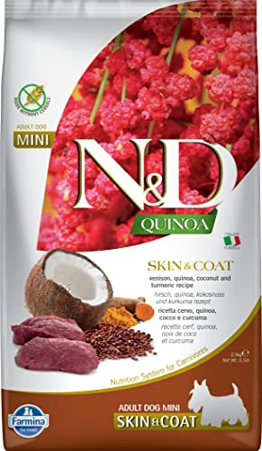 Farmina N&D QUINOA Adult Mini Pellets Hundefutter (Trockenfutter, mit hochwertigen Vitaminen und natürliche Antioxidantien, ohne Mais, Zutaten: Wildbret und Kokosnuss, Portionsgröße: 2,5 kg)