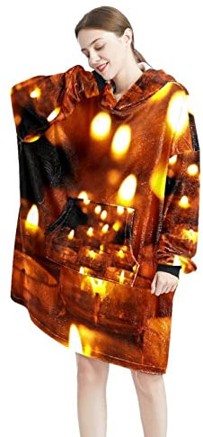 Sweat à capuche à capuche surdimensionné pour femme, sweat-shirt confortable avec bougies chauffe-plat, multicolore, taille unique