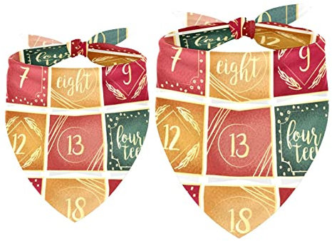 Hundehalstuch, 2 Stück, Weihnachts-Adventskalender-Muster, Haustierschal, Chiffon-Halstuch, Dreieck-Lätzchen, Zubehör für kleine, mittelgroße und große Hunde, Welpen, Haustiere