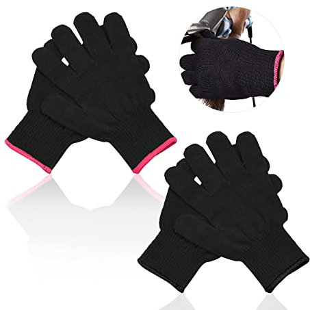 TSHAOUN 2 Pairs Hitzebeständige Handschuhe für Haarstyling, Professionelle Lockenstab Handschuhe für Haar-Werkzeuge, Lockenstab, Flacheisen, Glätteisen