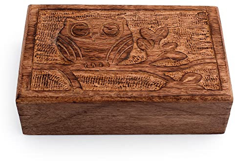 Tolles Geburtstagsgeschenk, handgefertigtes, dekoratives Holz-Schmuckkästchen, Eulen-Schnitzerei, Schmuck, Andenken, Organizer, Schatztruhe, Schmuckhalter, Uhrenbox, Einweihungsgeschenk