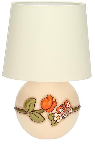THUN - Lampada da Tavolo, Decorazione con Tulipano in Ceramica Decorata a Mano, Versione Media, Linea Country, 26,7x26cm h
