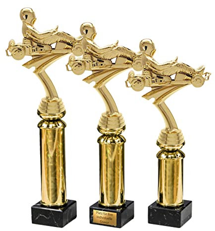 eberin · Go-Kart Pokal · Motorsport Pokal · Pokale Kart · Kart Pokal · Ehrenpreis · Pokal · Trophäe · Award · mit Wunschgravur in 3 Größen (Größe: 32,4cm)