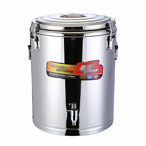 YYUINU Secchio Isolato, Bollitore per Acqua Calda, Bollitore in Acciaio Inox, con Coperchio, Argento,with faucet-50L