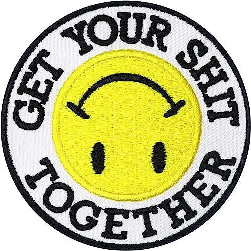 Aufnäher Patch Get your shit together Lustiger Spaß Sticker zum annähen/aufbügeln | Applikation Jeans Flicken Bügelbilder für alle Stoffe | fabric applique 75x75mm