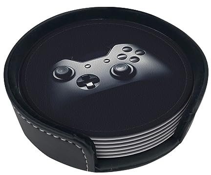 Gaming Controller Muster Druck Untersetzer Hitzebeständige Getränke Untersetzer mit Halter Auto Cup Untersetzer Geeignet Für Wohnzimmer Küche Büro Set Von 6