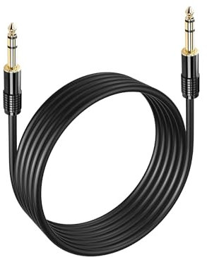 PNGKNYOCN 1/4 TRS Gitarrenkabel, 2M vergoldetes 6.35mm 1/4 TRS Stecker zu Stecker symmetrisches Stereo Audio Verbindungskabel für Gitarre, Verstärker, Mixer, Lautsprecher (2M)