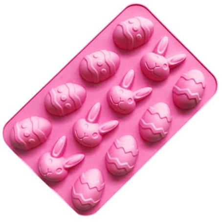 Oeuf de Lapin de Pâques Moule à Chocolat, Moule en Silicone Lapin de Pâques pour confectionner des bonbons, des gâteaux, des fondants, des décorations de gâteaux (Rose)