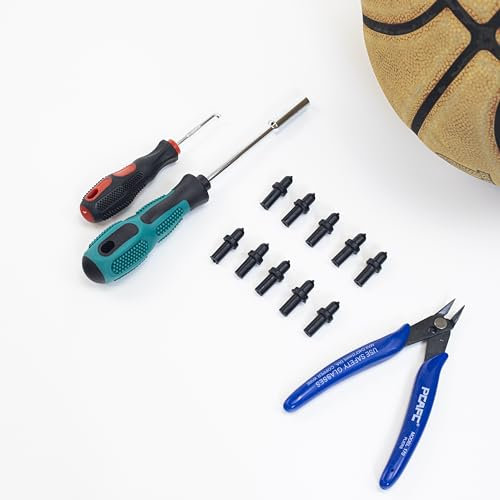 Rowland Harbor 10 Basketballventile & Leckreparaturset - Ball Doctor für aufblasbare Bälle (Düse, Innensechskant, Häkelnadel, Diagonalzange) - für Basketball, Fußball, Volleyball und mehr