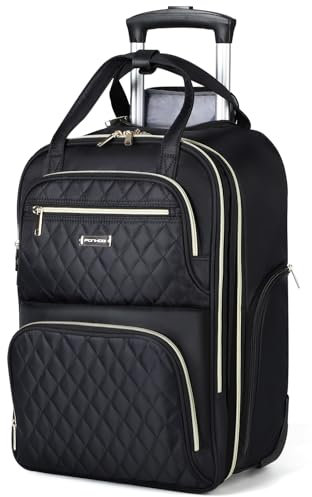 Ponhog Rolling Laptop Travel Backpack with Wheels for Women - 15.6 Inch Laptop Wheeled Backpack, Carry on Trolley Suitcase Black Computer Bag for Adults Business College Work Overnight,Black
