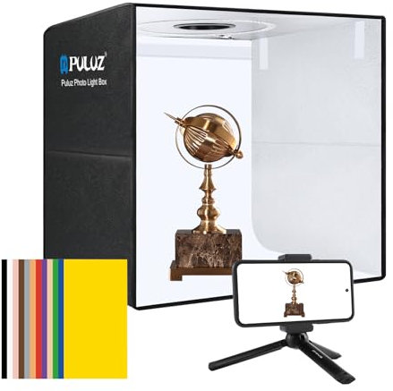 PULUZ Tente de Studio Photo Pliable de 50 cm Boîte à lumière avec Anneau Lumineux LED Portable et Pliable de 50 cm avec 6 Toiles de Fond Double Face pour travaux manuels, Bijoux, Petits Produits