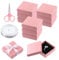 Swpeet 12Pcs Pink 3.5 x 3.5 x 1.2Inch Fan Pattern Cardboard Jewelry Gift Boxes with Scissors and Polyester Ribbon Assortment Kit, Necklace Earring Bracelet Boxes Gift Case for Jewelry Storage