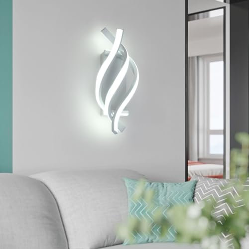 ELINKUME LED Wandleuchte Innen,28W Dekorativer Wandlampe mit Geschwungenem Design,Wandleuchten mit Einstellbarer Farbtemperatur(3000K-6000K) für Wohnzimmer,Korridor,Schlafzimmer,Treppenhaus,Weiß