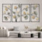 SYLUOQP 4 Stücke Metall Ginkgo Blätter Wanddeko, Moderne 3D Metallbild Wandornament Wandskulptur, Wanddekoration für Wohnzimmer Schlafzimmer Küche Dekoration,175x82cm