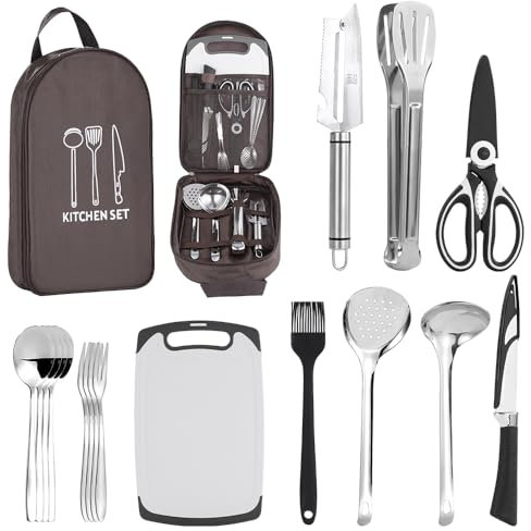 KENTROON17pcs Camping Cooking Set, Camping Cookware, Camping Essentials, Portable Camping Kitchen Utensil Set, Ideal for Backpacking, Barbecuing, Camping and Hiking Trips