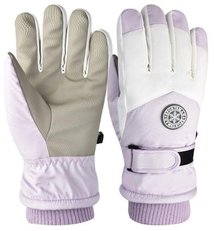 OFKAFEZV Lila Skihandschuhe Damen: Warme, Wasserdichte & Winddichte Fahrradhandschuhe für den Winter - Reiten, Skaten, Skifahren