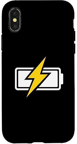 Miftees iPhone X/XS Battery Charging Case - Yellow Lightning Bolt Case - Polycarbonate & TPU - Built-in Charger - Snap-On/Flip Case