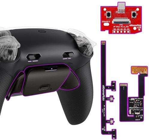eXtremeRate RISE Plus MAX Metall Remap Kit für ps5 Controller BDM-030/040/050, Gummiert Griff Rückgehäuse Case & Real Metal Button Paddles & Clicky Trigger Upgrade Kit für ps5 Controller–Schwarz