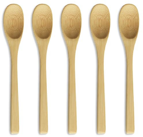 IKOPFLN 5 Stück Natürlich Holzlöffel Kleine Natur Holzlöffel Handgefertigte Holz Suppenlöffel Esslöffel Teelöffel Honiglöffel Kaffeelöffel