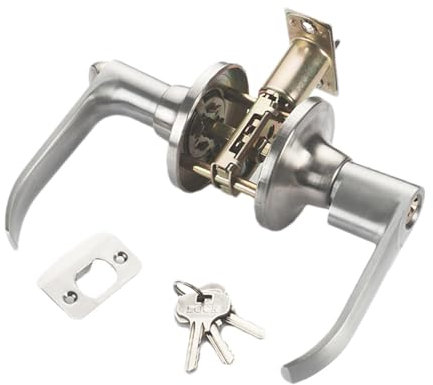 Cerradura de manilla, cerradura de palanca de puerta, cerradura de puerta esférica de barras con silenciosa, cerraduras de bola de aleación de aluminio con 3 llaves para dormitorio y uso en