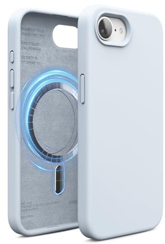 elago Magnetic Silicone Case Compatible with iPhone 16e Case 2025 Compatible with All MagSafe Accessories - Built-in Magnets, Soft Grip Silicone, Shockproof (Light Blue)