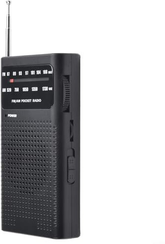 Radio de bolsillo AM/FM, compacta y portátil para Walkman, amplio rango de señal, fuerte recepción (negro-A)